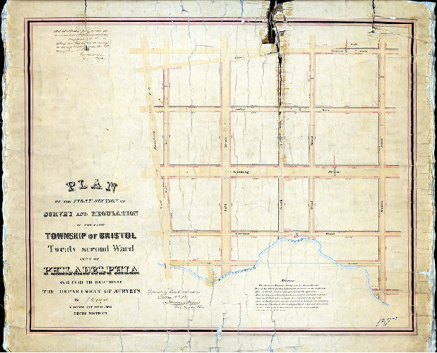 Plan (alternate image), Plan of the First Section of the survey and regulation of the late Township of Bristol, Twenty-second Ward Philadelphia. 
