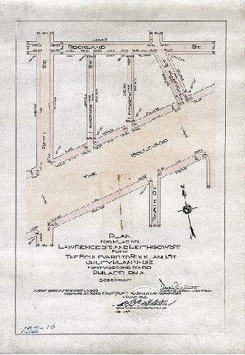 Plan, Plan for placing on City Plan Lawrence St. and Leithgow St. from The Boulevard to Rockland St. on City Plan No. 132, Forty-second Ward, Philadelphia [Ordinance Jan 30, 1913; confirmed May 6, 1913] 