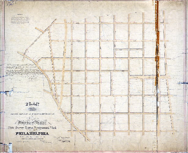 Plan (alternate image), Plan of the Second Section of survey & regulation of the late Township of Bristol, Ninth Survey District, Twenty-second Ward, City of Philadelphia. [Survey returned Nov. 17, 1856; approved by Board of Surveyors Oct. 19, 1857; confirmed by Court Nov. 23, 1857]