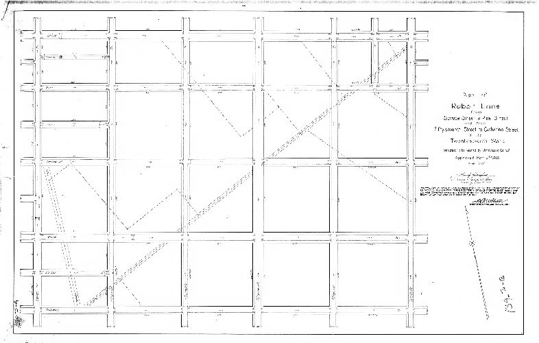 Plan, Plan of Rabbit Lane from Spruce Street to Pine Street and from Fifty-seventh Street to Catharine Street in the Twenty-seventh Ward, authorized to be vacated by ordinance of Council approved Mar. 10th, 1905. [Confirmed Nov. 6, 1905]