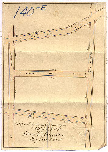 Plan, [No title. Possibly plan of Lesher Street. Confirmed Oct. 7, 1872]