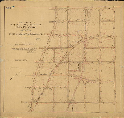 Plan (alternate image), A revision of the lines and grades of City Plan 144. [Ordinance Nov. 10, 1900; confirmed 1906 and 1908]