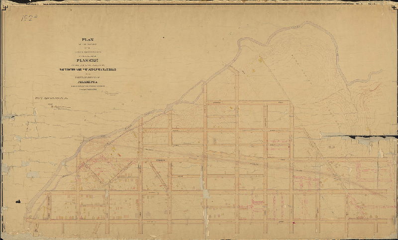 Plan, Plan of the revision of the lines and grades of the streets upon Plan No. 152 the lines of which are crossed by the Baltimore and Philadelphia Railroad in the Twenty-seventh Ward, Philadelphia, made in accordance with ordinance of Councils approved July 3rd, 1885. [Survey returned April 1887; confirmed July 18, 1887]