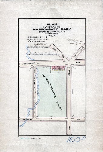 Plan, Plan for placing Harrowgate Park on the City Plan. 25th Ward, Phila. 