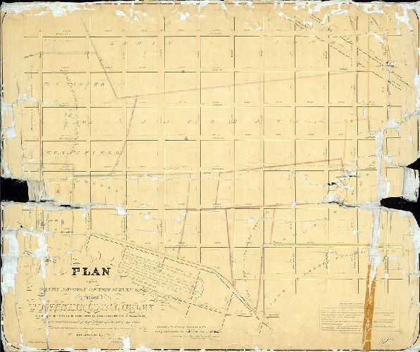 Plan (alternate image), Plan of the Tenth Section of the survey of the late Township of Blockley, made agreeably to two Acts of Assembly of the Commonwealth of Pennsylvania approved respectively on the 3rd of April, A.D. 1851 and the 13th of May A.D. 1856 [Survey returned Dec. 20, 1858; approved by Board of Surveyors Oct. 3, 1859; confirmed by Court Dec. 8, 1859] 