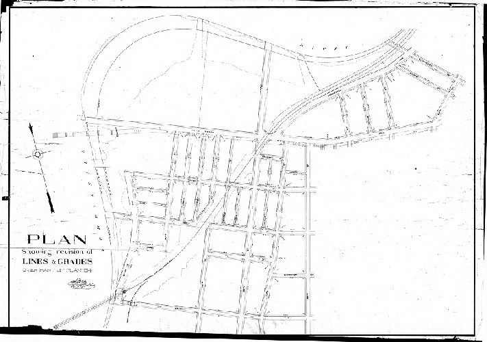 Plan, Plan showing revision of lines and grades over part of Plan 164