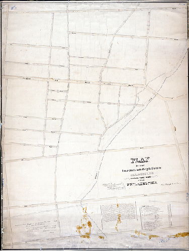 Plan (alternate image), Plan of the line and curb regulations of Holmesburg in the Twenty-third Ward of the City of Philadelphia [Approved by Board of Surveyors Oct. 21, 1861; confirmed by Court May 19, 1862]
