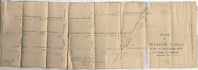 Plan, Plan of Weaver Street made in accordance with ordinance of Councils approved Nov. 13, 1876. [Confirmed Jan. 15, 1877]