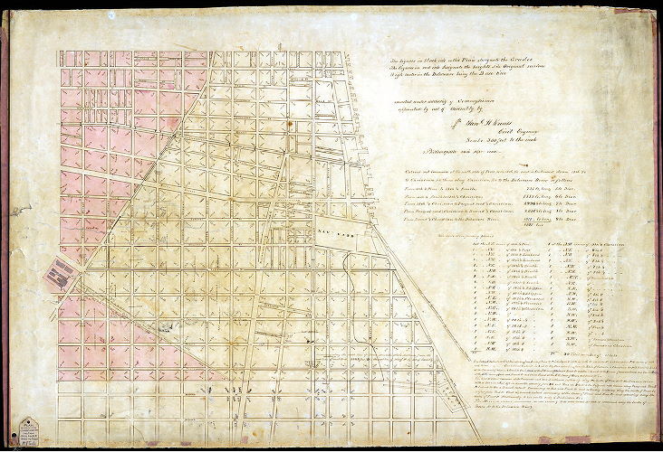 Plan, [Handwritten on attached label: "Plan showing curb elevation, Section 300 to 312, 950 to 912. 199 tube"