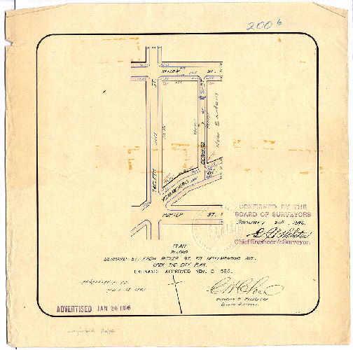 Plan, Plan placing Gerhard [now Sartain] St. from Ritner St. to Moyamensing Ave. upon the City Plan. [Ordinance Nov. 13, 1895; survey returned Nov. 18, 1895; confirmed Jan. 20, 1896]