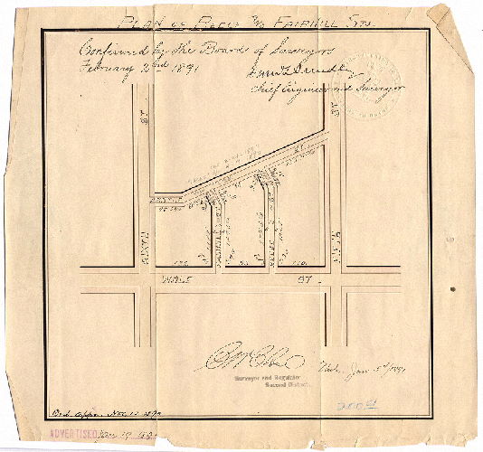Plan, [No title. Reece and Fairhill Sts., Wolf to Argyle Sts. Ordinance Nov. 12, 1890; survey returned Jan. 5, 1891; confirmed Feb. 2, 1891]