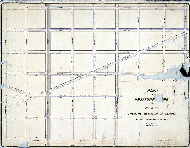 Plan (alternate image), Plan of Passyunk Road and vicinity showing revision of grades in the 26th Ward [Confirmed July 7, 1873]
