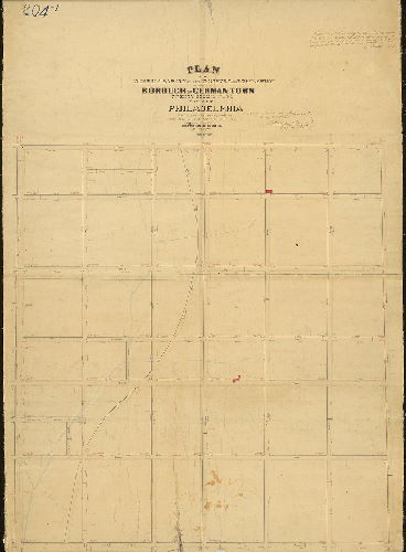 Plan, Plan of the Ninth Section of the resurvey and regulation of the late Borough of Germantown, Twenty-second Ward, City of Philadelphia. [Resolution April 17, 1856; approved by Board of Surveyors June 6, 1864]
