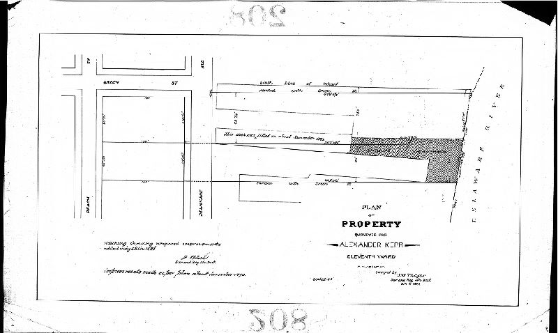 Plan, Plan of property surveyed for Alexander Kerr, Eleventh Ward, Philadelphia. Improvement made as per plan about November 1893