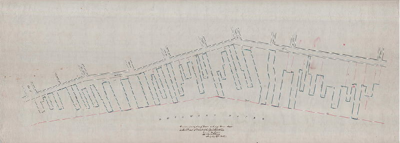 Plan, Measurement & plan of wharves on east [side] of Delaware Avenue in the 11th and 16th Wards of the City of Philadelphia, December 22nd, 1885, by Andrew French, Sur. & Reg. Fifth District. 