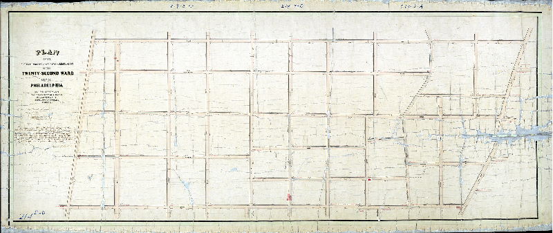 Plan (alternate image), Plan of the Eleventh Section of the survey and regulation of the Twenty-second Ward, City of Philadelphia, made under the direction of the Department of Surveys and in accordance with resolution of Councils of June 6th, 1864 [Approved by Board of Surveyors April 1, 1867; confirmed by Court June 28, 1869]