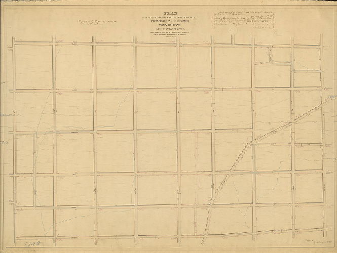 Plan, Plan of the Sixth Section of the survey and regulation of the late Township of Bristol, Twenty-second Ward, City of Philadelphia. [Resolution March 23, 1867; survey returned Jan. 23, 1868; approved Board of Surveyors Oct. 19, 1868]