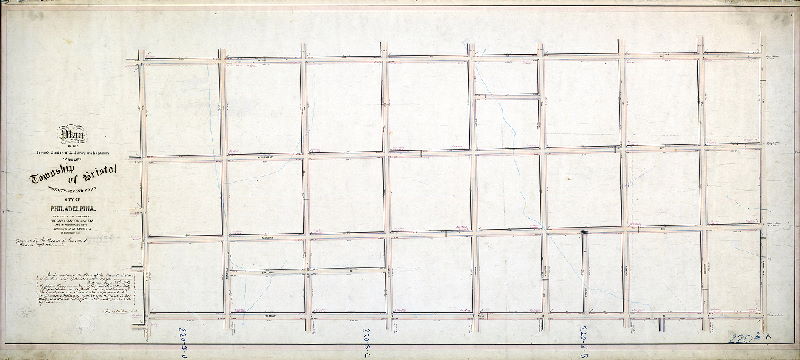 Plan (alternate image), Plan of the Seventh Section of the survey and regulation of the late Township of Bristol, Twenty-second Ward, City of Philadelphia. [Resolution March 23, 1867; approved Board of Surveyors Oct. 19, 1868]