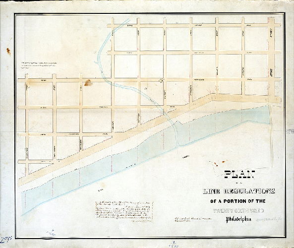 Plan (alternate image), Plan of the line regulations of a portion of the 26th Ward, Philadelphia
