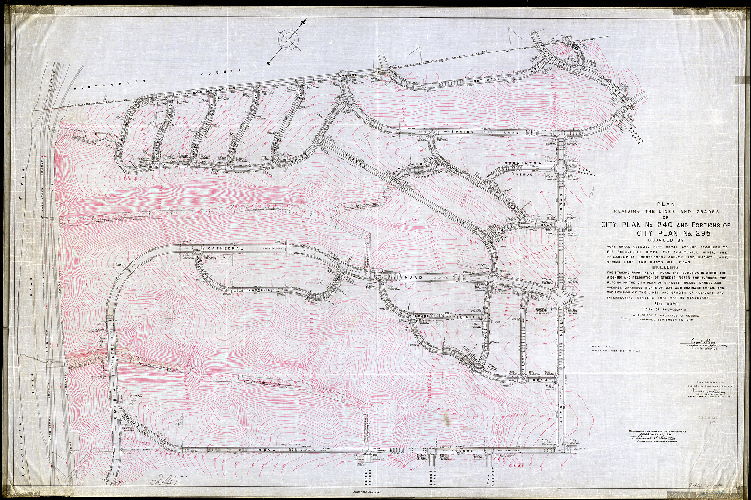 Plan, Plan revising the lines and grades of City Plan No. 240 and portions of City Plan No. 295 bounded by Port Royal Avenue, Port Royal Avenue Produced to the Schuylkill River, the Schuylkill River, The Philadelphia-Montgomery County Line, Bigonet Lane, Spring Lane and Hagys Mill Road. 21st Ward City of Philadelphia. [Ordinance Sept. 14, 1949. survey returned Oct. 30, 1950; confirmed Feb. 19, 1951]
