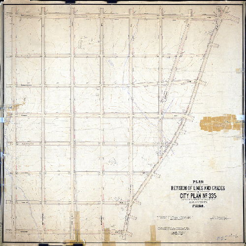 Plan, Plan of the revision of lines and grades of City Plan No. 335 (parts of former Plans 260 and 276), Thirty-fifth Ward Philadelphia [Ordinances Dec. 24, 1902 and Dec. 31, 1903; survey returned March 10, 1905; confirmed July 3, 1905]
