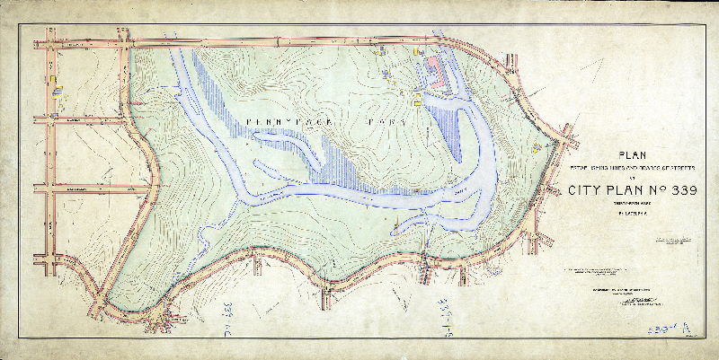 Plan (alternate image), Plan establishing lines and grades of streets on City Plan No. 339, Thirty-fifth Ward, Philadelphia [Ordinances April 7, 1893 and Dec. 24, 1902; survey returned Jan. 15, 1909; confirmed March 15, 1909]