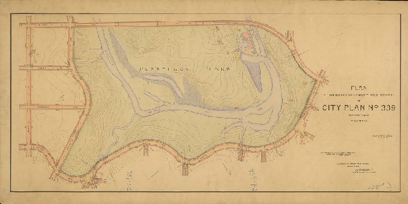 Plan, Plan establishing lines and grades of streets on City Plan No. 339, Thirty-fifth Ward, Philadelphia [Ordinances April 7, 1893 and Dec. 24, 1902; survey returned Jan. 15, 1909; confirmed March 15, 1909]