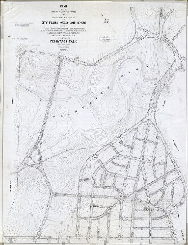 Plan (alternate image), Plan of the revision of lines and grades and establishing new streets upon City Plan No. 349 and City Plan No. 350… and to place upon the City Plan an addition to Pennypack Park, Thirty-fifth Ward, Philadelphia. [Ordinances July 20,1907; March 29 and May 4, 1927]