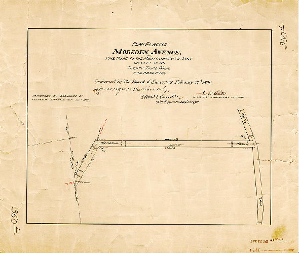Plan, Plan placing Moredun Avenue, Pine Road to the Montgomery Co. line, on City Plan. Twenty-third Ward, Philadelphia [Ordinance Sept,. 24, 1889; confirmed Feb. 17, 1890]