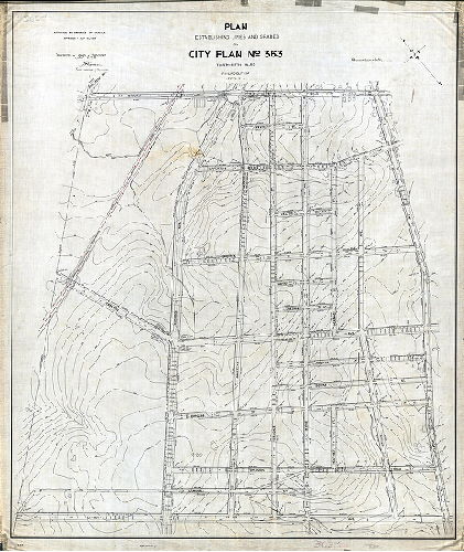 Plan (alternate image), Plan establishing lines and grades upon City Plan No. 363, Thirty-fifth Ward, Philadelphia [Ordinance July 20, 1907; confirmed July 2, 1923]