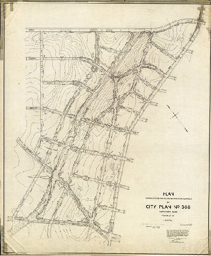 Plan (alternate image), Plan establishing and revising lines and grades on City Plan No. 366, Thirty-fifth Ward Philadelphia [Ordinances July 20, 1907 and April 3, 1924; confirmed June 30, 1924]