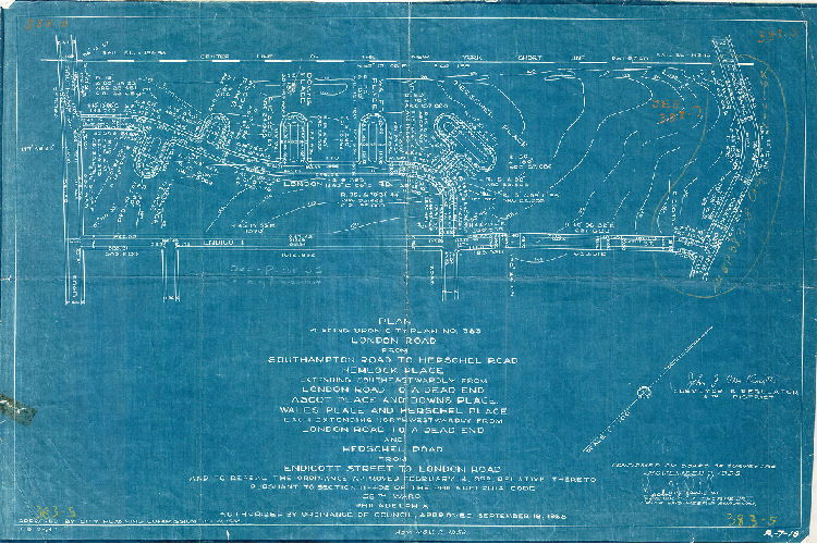 Plan, Plan placing upon City Plan No. 383 London Road from Southampton Road to Hershel Road [and several other streets]. 58th Ward, Philadelphia [Ordinance Sept. 18, 1958; confirmed Nov. 7, 1958. Originally numbered R-7-18]