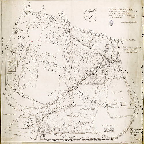 Plan (alternate image), Physical condition plan. Phila. Industrial Development Corp. Penrose & Fort Mifflin Tracts. N.W. side of Schuylkill River & Delaware River. City of Philadelphia, 40th Ward. Barton & Martin, Engineers. 12 So. 12th St., Philadelphia. September 30, 1968 [No color in original]