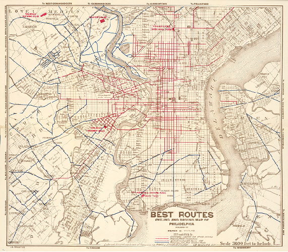 , Best routes, cycling and driving map of Philadelphia