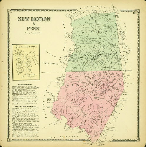 Plate 38: New London and Penn, Atlas of Chester County, Pennsylvania