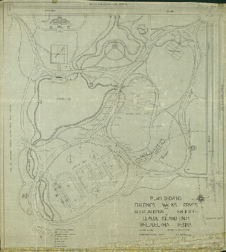 Plan Showing Buildings, Walks and Drives at League Island