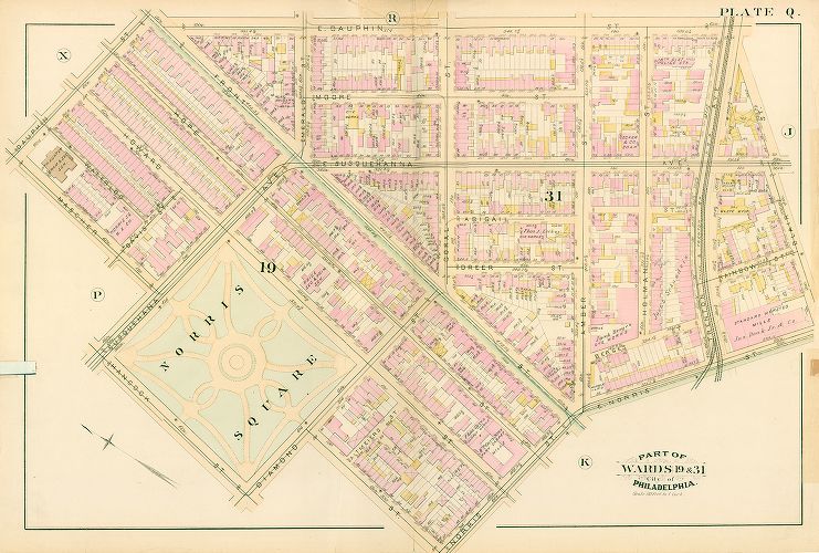 Plate Q, Atlas of the City of Philadelphia. Volume 4