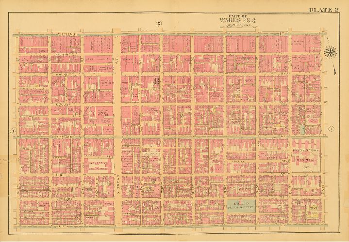 Plate 2, Atlas of the City of Philadelphia (Central)