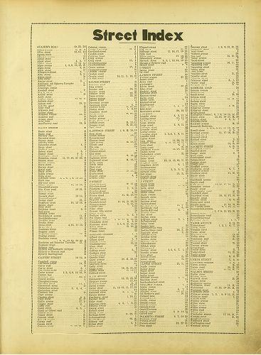 Street Index, Atlas of the City of Philadelphia