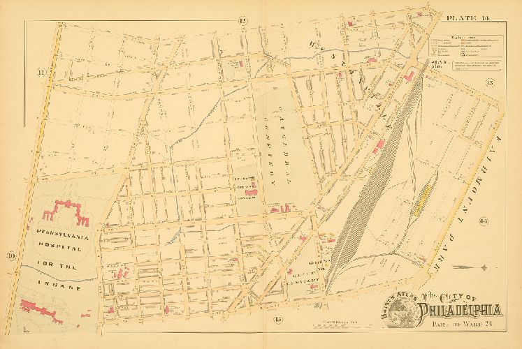 Plate 14, Baist's Atlas of the City of Philadelphia, Penna.