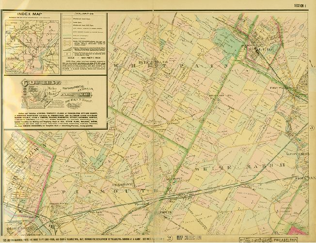 Plate 1 (with Index), Baist's Map Showing the Development of the City & Suburbs of Philadelphia
