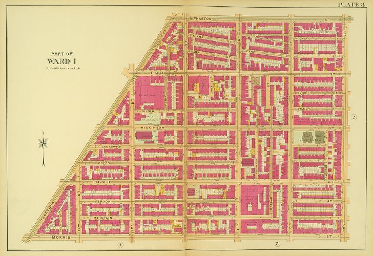 Plate 3, Atlas of the 1st and 39th Wards of the City of Philadelphia