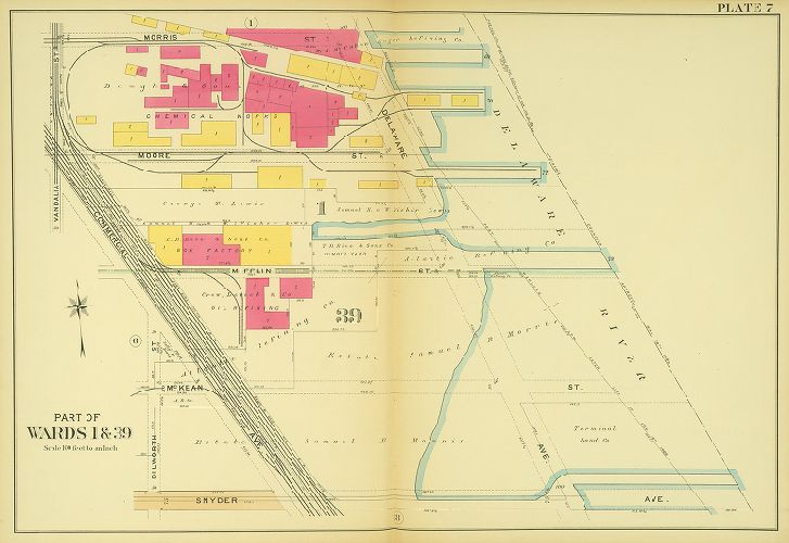 Plate 7, Atlas of the 1st and 39th Wards of the City of Philadelphia
