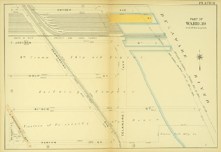 Plate 8, Atlas of the 1st and 39th Wards of the City of Philadelphia