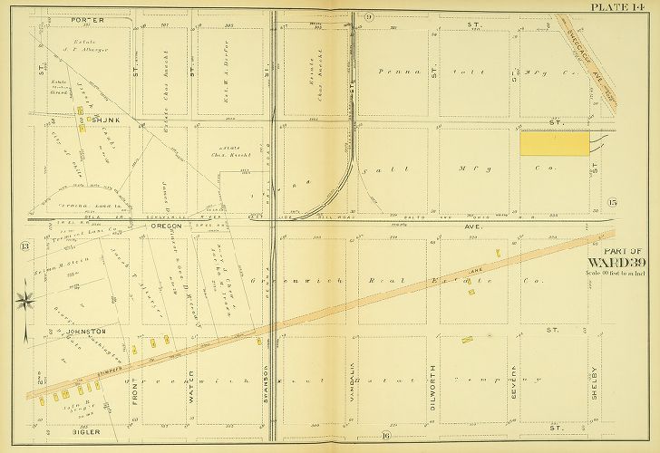 Plate 14, Atlas of the 1st and 39th Wards of the City of Philadelphia