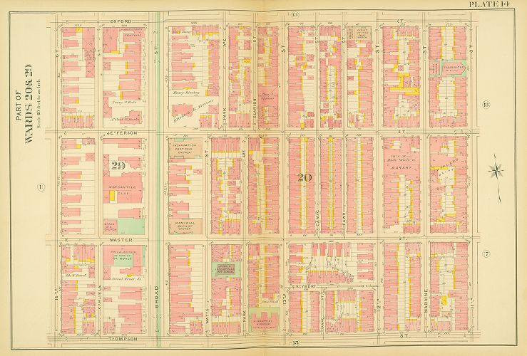 Plate 14, Atlas of the 20th and 29th Wards of the City of Philadelphia