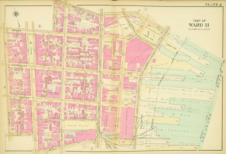 Plate 2, Atlas of the 11,12,13,14,15,16 & 17th Wards of the City of Philadelphia