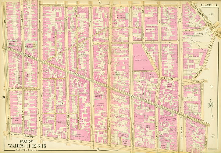 Plate 8, Atlas of the 11,12,13,14,15,16 & 17th Wards of the City of Philadelphia