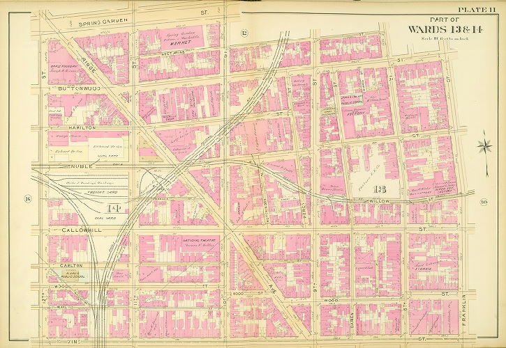 Plate 11, Atlas of the 11,12,13,14,15,16 & 17th Wards of the City of Philadelphia