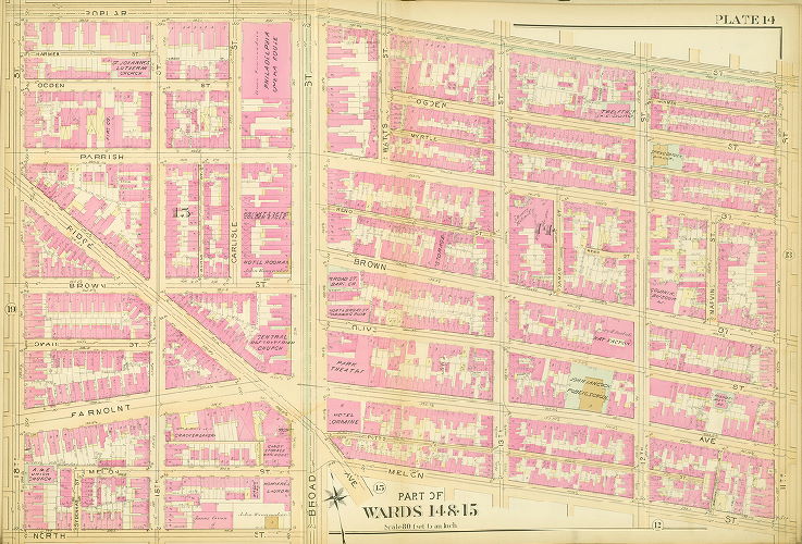 Plate 14, Atlas of the 11,12,13,14,15,16 & 17th Wards of the City of Philadelphia
